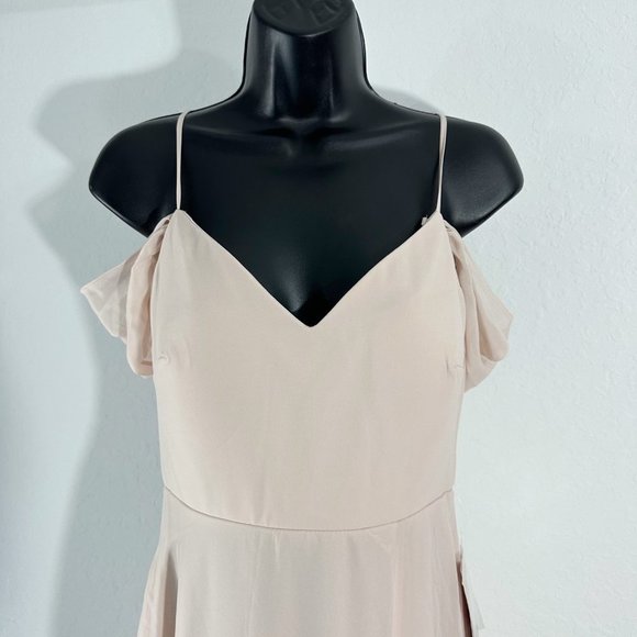 Birdy Grey Devin Convertible Chiffon Long Dress Gown Pale Blush Pink Extra Small - Picture 10 of 16